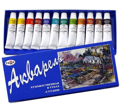 Краски акварельные &quot;Студия&quot;, 12 цветов по 9 мл, туба