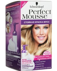 Стойкая краска-мусс Perfect Mousse, оттенок 910 "Пепельный блонд"
