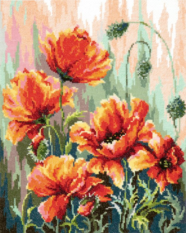Набор для вышивания крестом "Маки в утренних лучах", 27x34 см, арт. 40-72