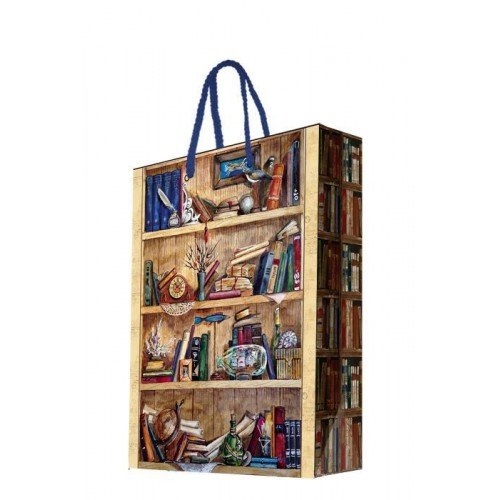 Пакет подарочный "Книжные полки", 26x32,4x12,7 см