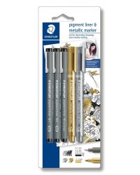 Набор ручек капилярных "Pigment Liner 308", 3 ручки, 2 маркера