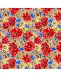 Бумага крафт &quot;Маки и ромашки&quot;, 70x100 см