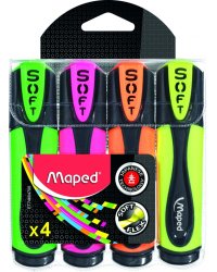 Текстовыделители "Fluo Pep's Ultra Soft", 4 цвета