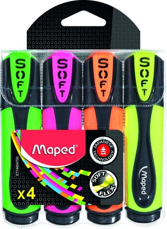 Текстовыделители "Fluo Pep's Ultra Soft", 4 цвета