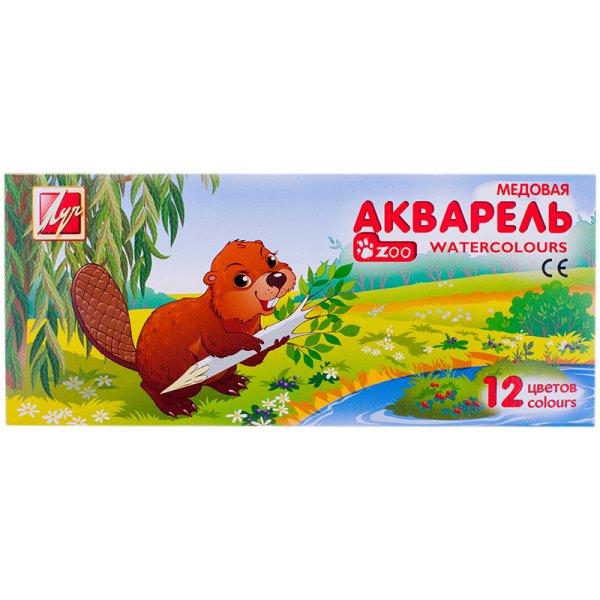 Акварельные медовые краски "Mini Zoo", 12 цветов, без кисти