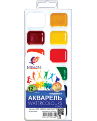 Акварель медовая Классика, 12 цветов, без кисточки