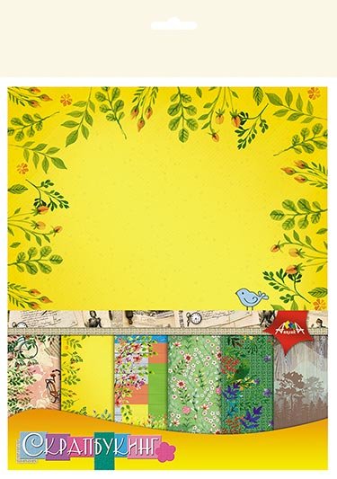 Обложка книги «Бумага цветная для скрапбукинга, 12 листов, 30x30 см, "Природа"»