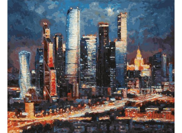 Обложка книги «Набор для рисования "Вечерние огни Москва Сити", 40x50 см»