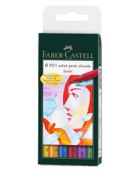 Ручки капиллярные "Pitt Artist Pen", 6 штук, набор типов, основные цвета