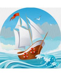 Алмазная мозаика "На морских волнах", 15х15 см