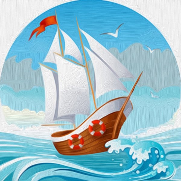 Алмазная мозаика "На морских волнах", 15х15 см