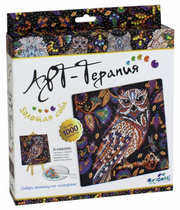 Мозаика "Алмазные узоры. Золотая сова", 20х20 см