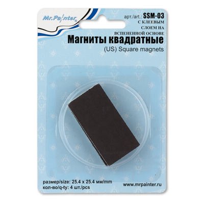 Магниты квадратные Mr.Painter, 25,4 x25,4 мм, 4 штуки, арт. SSM-03