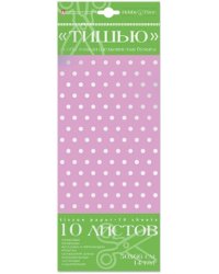 Бумага с орнаменттом Тишью "Горошек, розовый фон", 10 листов, 50х66 см