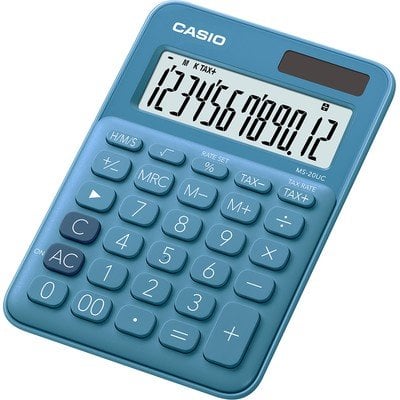 Калькулятор настольный "Casio MS-20UC", 12 разрядов, голубой