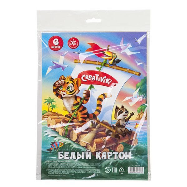 Картон белый "Creativiki", А4, 6 листов