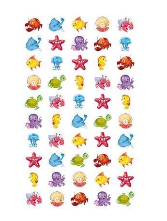 Наклейки для поощрения на самоклеящейся бумаге "Морские обитатели"