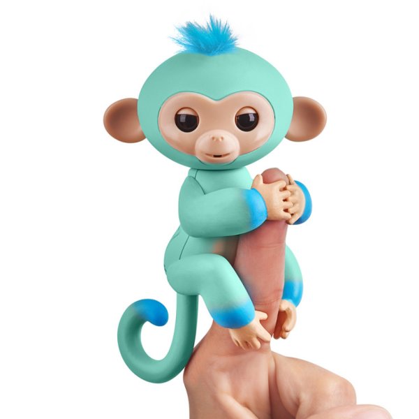 Интерактивная ручная обезьянка. Fingerlings - Эдди, зеленая с голубым