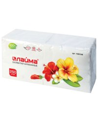 Салфетки бумажные "Лайма", 250 штук, 24х24 см, белые