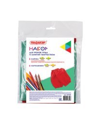 Набор для уроков труда &quot;Пифагор&quot;: клеенка ПВХ (зеленая) размером 69х40 см, нарукавники (красные)