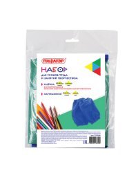 Набор для уроков труда &quot;Пифагор&quot;: клеенка ПВХ (зеленая) размером 69х40 см, нарукавники (синие)