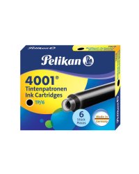 Картридж Pelikan INK 4001 TP/6 (301218) Brilliant Black, чернила для ручек перьевых, 6 штук