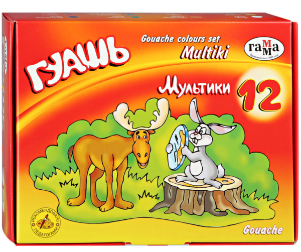 Гуашь "Мультики", 12 цветов, 40 мл Гуашь "Мультики", 12 цветов, 40 мл