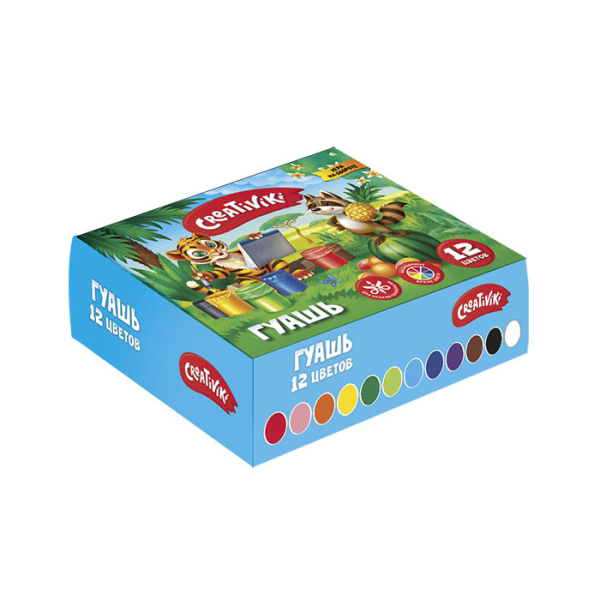 Гуашь "Creativiki", 12 цветов