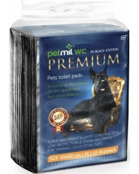 Пеленка впитывающая одноразовая Petmil "Premium Black" с суперабсорбентом (цвет: черный), 60x60 см, 10 штук