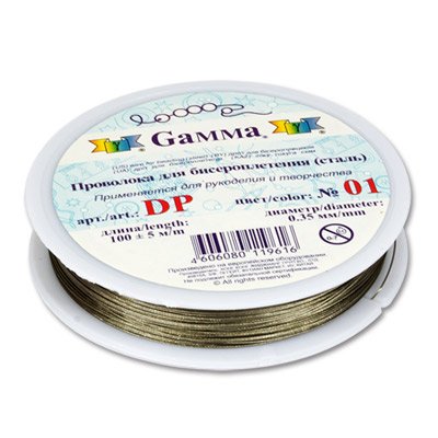 Проволока для бисера "Gamma", 0,35 мм, 100±5 м, цвет: под серебро, арт. DP 01
