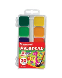 Краски акварельные "Brauberg", 20 цветов, без кисти