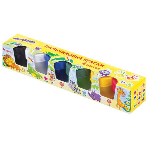 Краски пальчиковые &quot;Юнландия&quot;, 6 цветов по 35 мл, в баночках