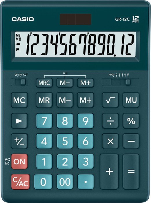 Калькулятор "Casio GR-12", 12 разрядов, темно-зеленый