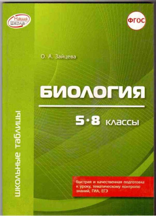 Обложка книги «Биология. 5-8 классы. Для учащихся и абитуриентов. ФГОС» — Зайцева О.А., ISBN 9785906820211