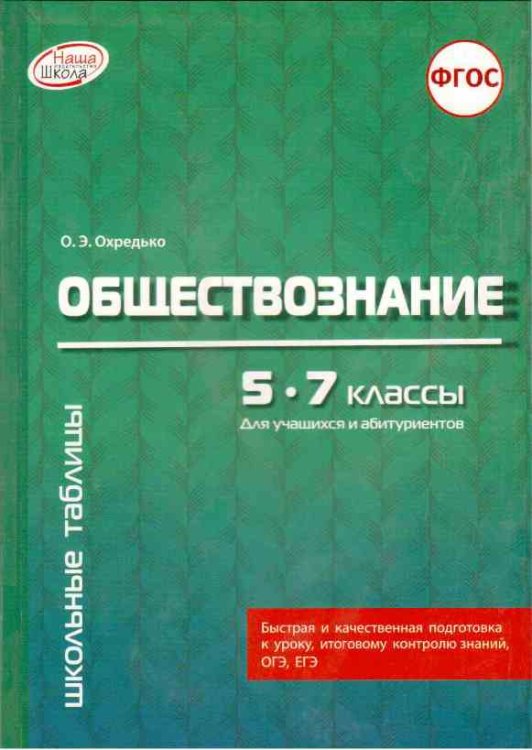 Обложка книги «Обществознание. 5-7 классы. Для учащихся и абитуриентов. ФГОС» — Охредько О.Э., ISBN 9785906820280