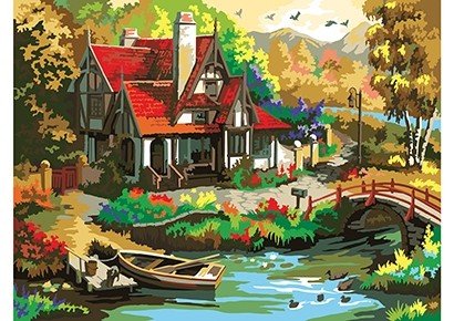 Обложка книги «Холст с красками " Дом с причалом", 30х40 см»
