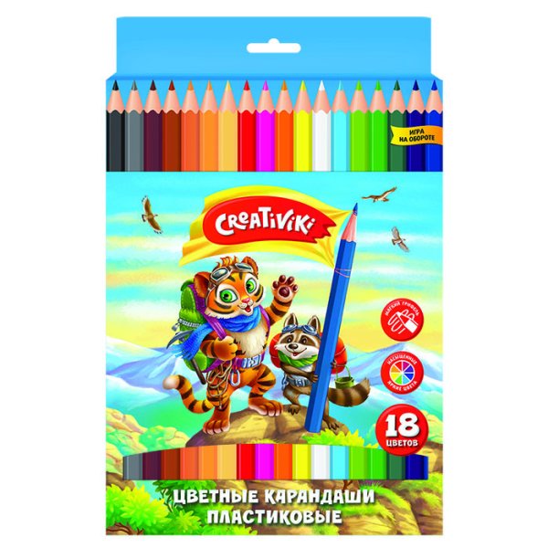Обложка книги «Карандаши цветные "Creativiki", шестигранные, 18 цветов»