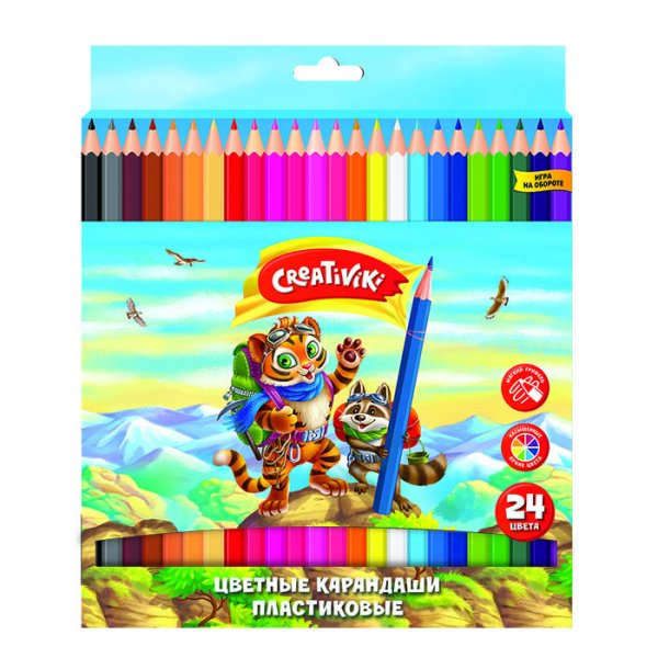 Обложка книги «Карандаши цветные "Creativiki", шестигранные, 24 цвета»