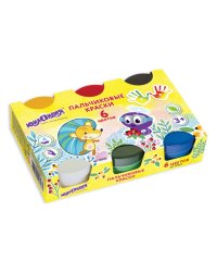 Краски пальчиковые "Юнландия", 6 цветов по 60 мл, в баночках