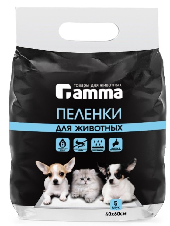 Обложка книги «Пеленки для животных "Gamma", 40x60 см (5 штук)»