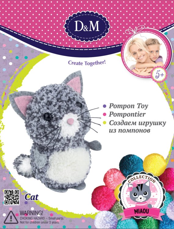 Создаем игрушку из помпонов. Котенок