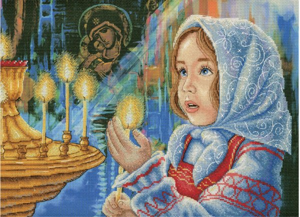Обложка книги «Набор для вышивания крестом на дизайнерской канве М.П.Студия "Первое причастие", 22x29 см, арт. РК-515»