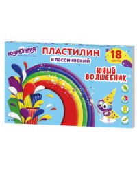 Пластилин классический "Юнландия", 18 цветов, 360 грамм, со стеком (арт. 100)