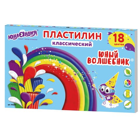 Пластилин классический "Юнландия", 18 цветов, 360 грамм, со стеком (арт. 100)