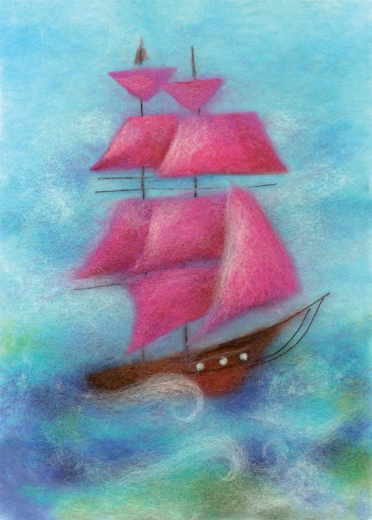 Набор для валяния Woolla "Парус в море", 15x21 см, арт. WA-0186
