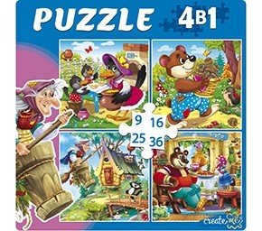 Обложка книги «Пазлы 4 в 1 "Лучшие русские сказки" (9, 16, 25, 36 элементов)», ISBN 4665305758139