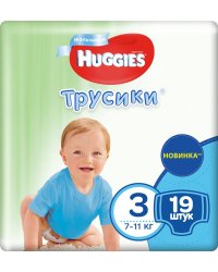 Подгузники-трусики для мальчиков Huggies Little Walkers (3), 7-11 кг, 19 штук