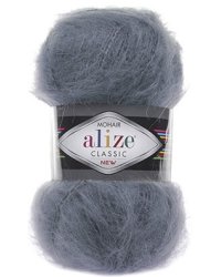 Набор пряжи Alize "Mohair classic new", 200 метров, 5 мотков по 100 грамм, цвет: 87 угольно-серый (количество товаров в комплекте: 5)