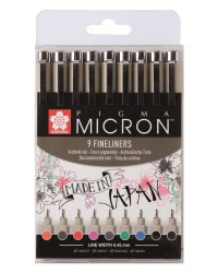 Набор капиллярных ручек Pigma Micron, 9 цветов, 0,45 мм