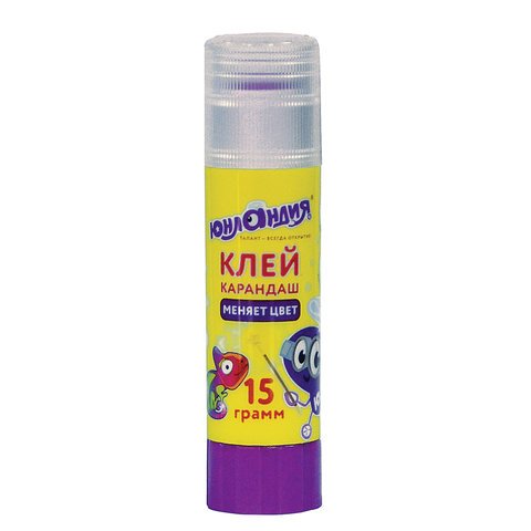 Клей-карандаш цветной "Юнландия", 15 грамм, исчезающий после высыхания